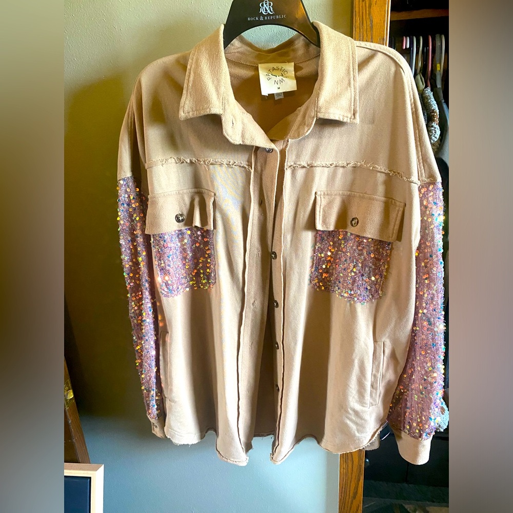 Fantastic Fawn Pink Sequin Shacket
